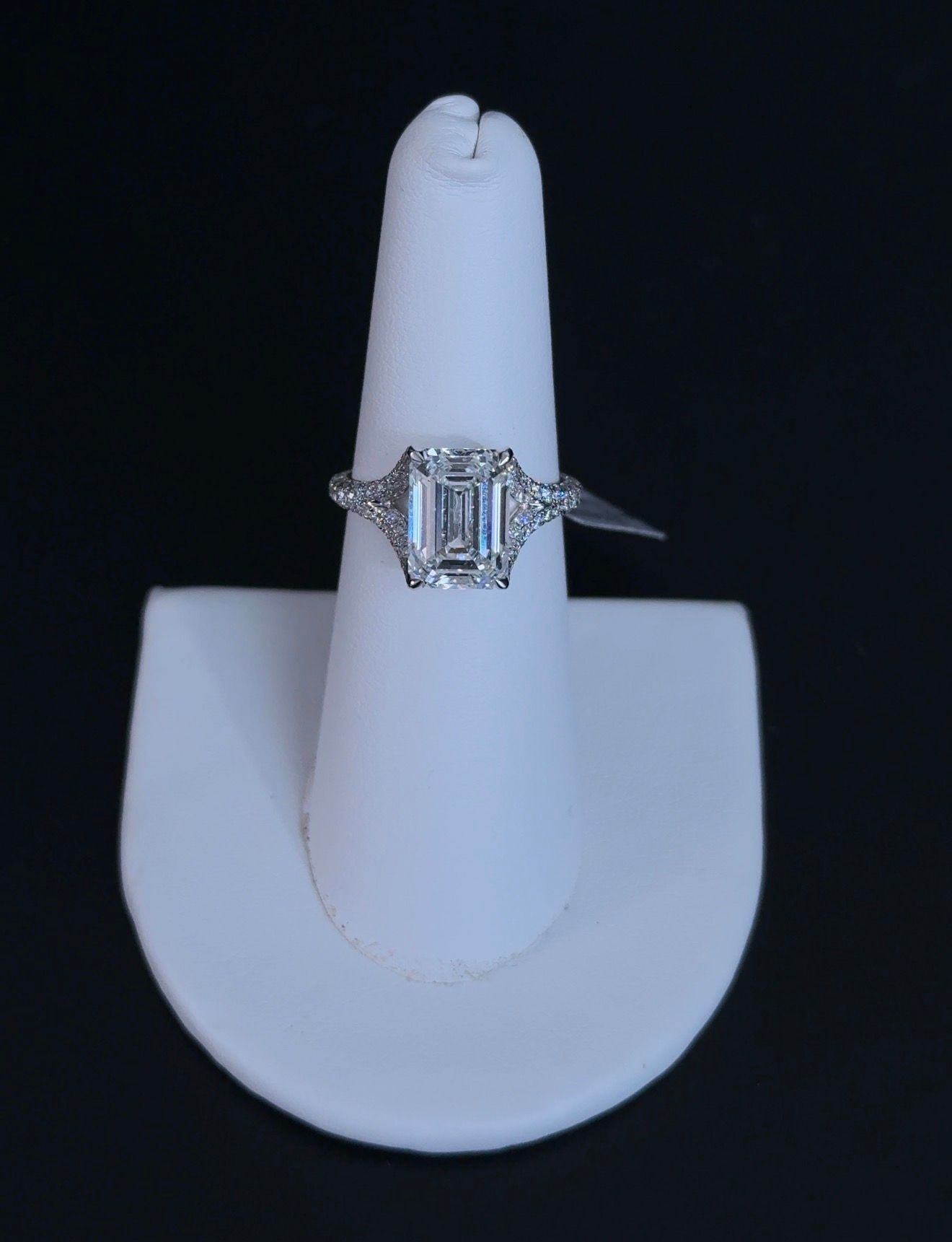 4.05 Carat Emerald Cut D VS1 Lab Diamond Ring 14kt White Gold RGF-313