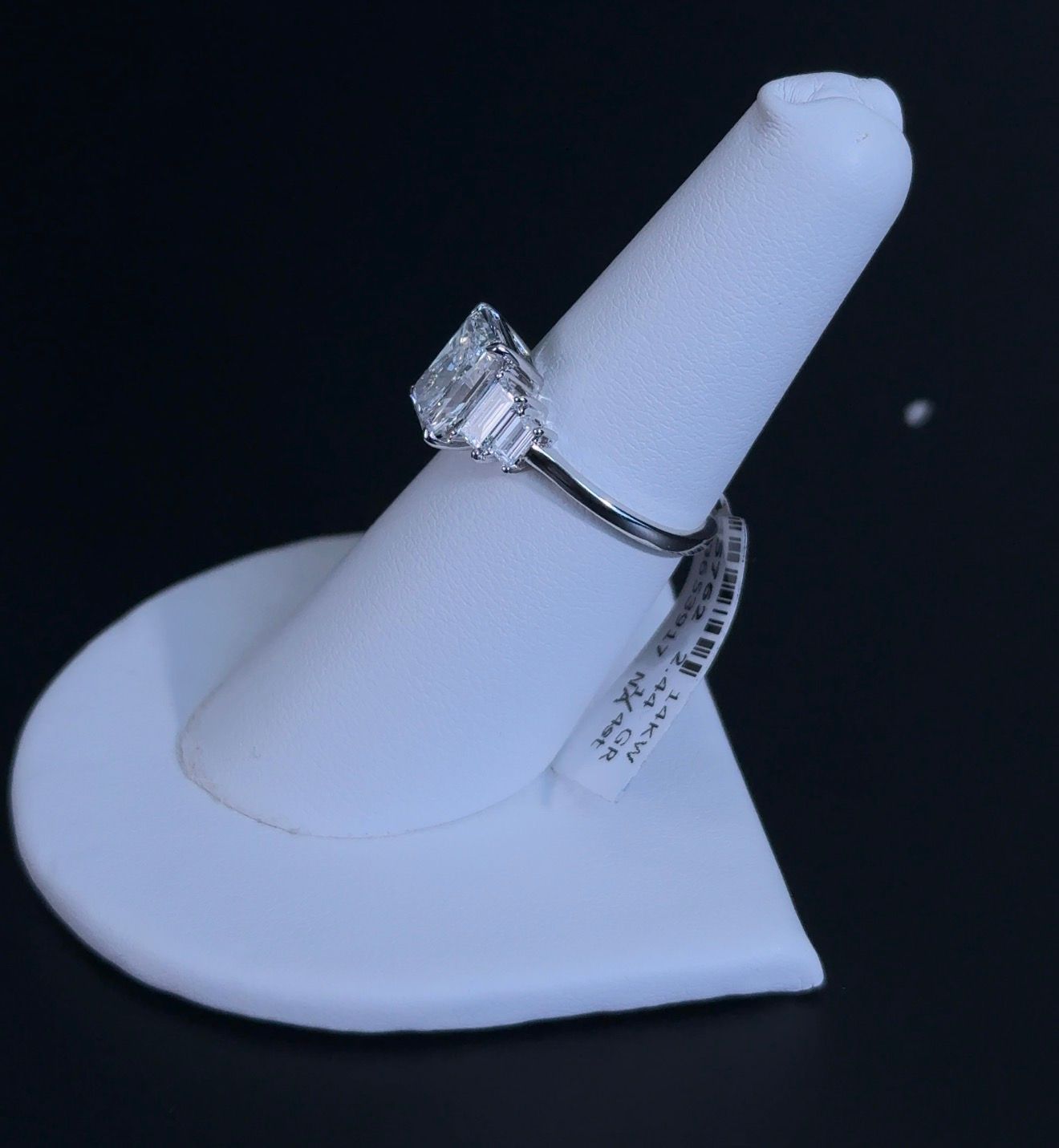 2.05ct Radiant E VS1 Lab Diamond 14kt White Gold Three-Stone Ring RGF-336-1