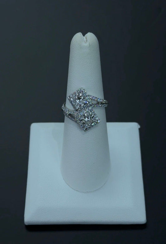 2.87ctw Princess Cut Lab Diamonds 14kt White Gold Ring SKU: RGF-359-1