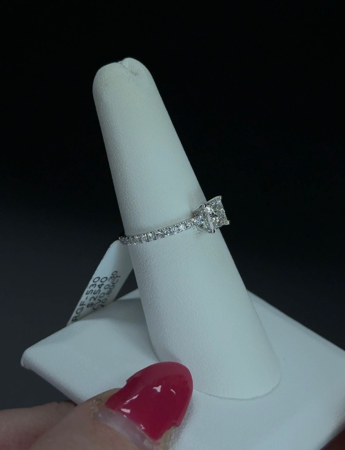 1.10ctw Princess Lab Diamond 14kt White Gold Ring RGF-530