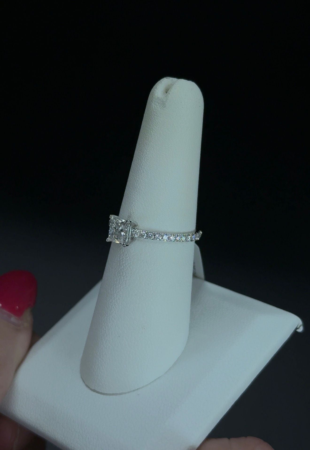 1.10ctw Princess Lab Diamond 14kt White Gold Ring RGF-530