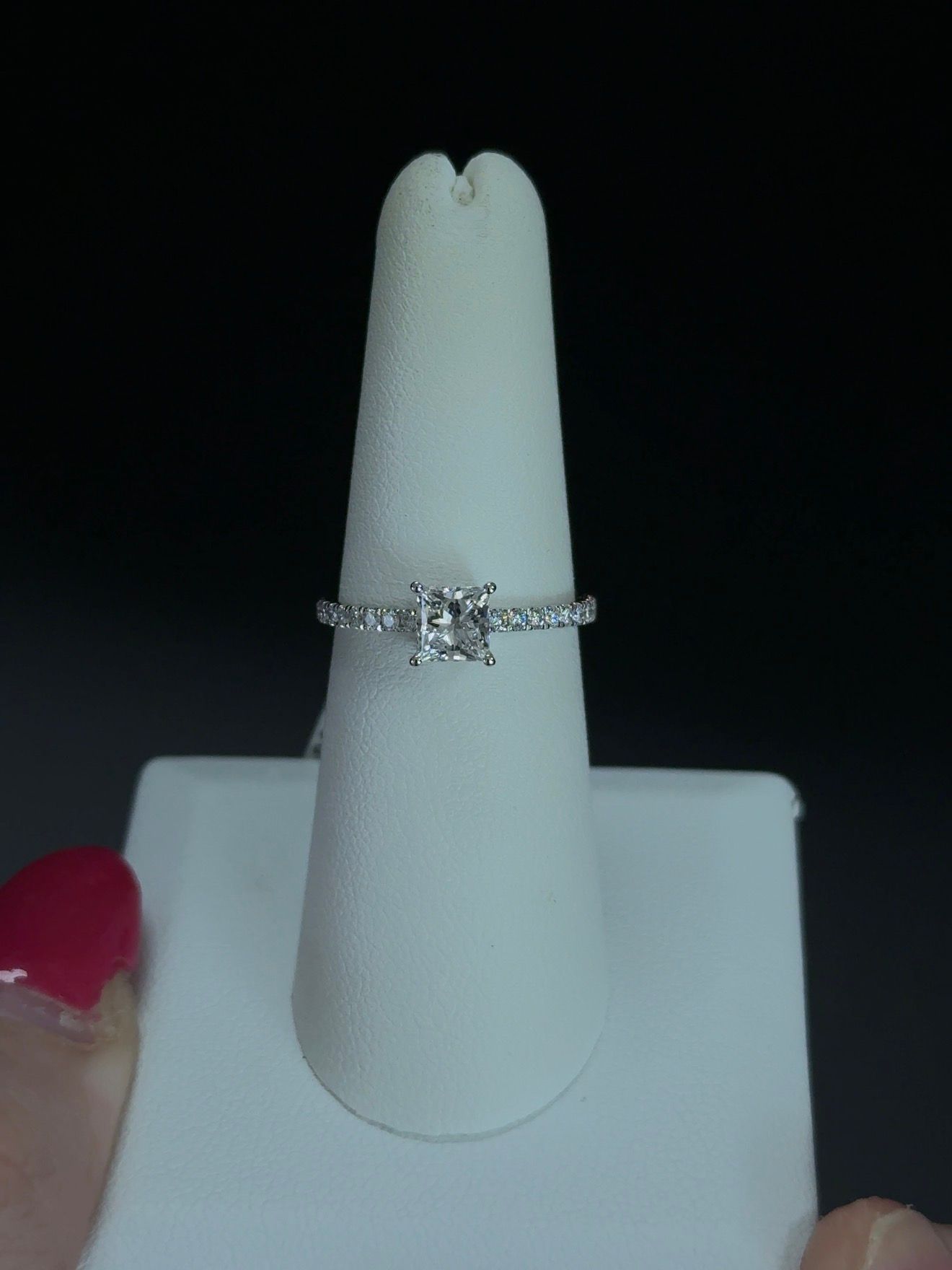 1.10ctw Princess Lab Diamond 14kt White Gold Ring RGF-530