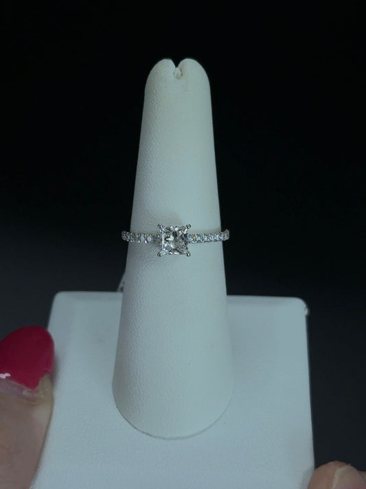 1.10ctw Princess Lab Diamond 14kt White Gold Ring RGF-530
