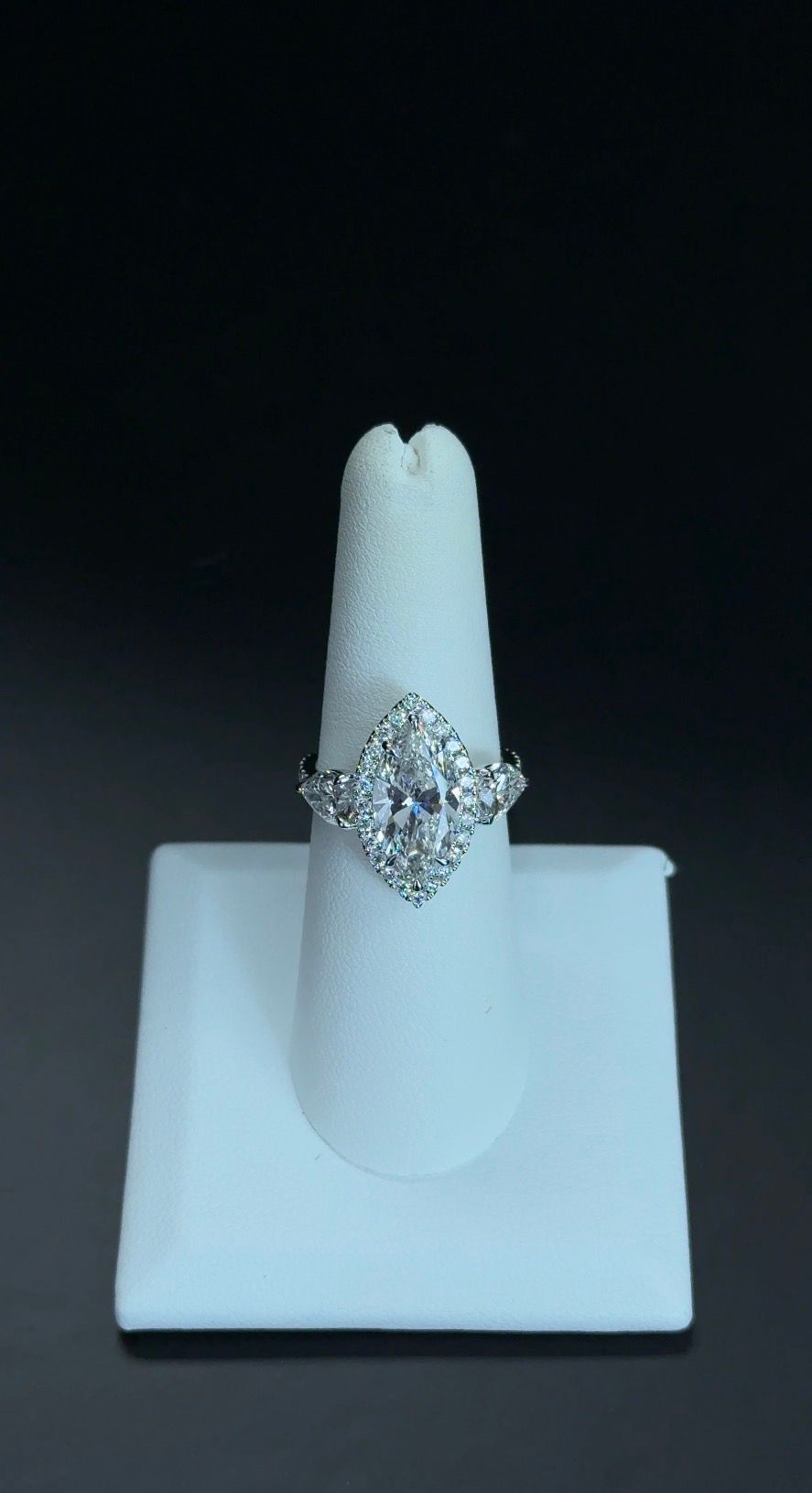 3.02ct Marquise Lab Diamond F VVS2 14kt White Gold Ring RGF-559