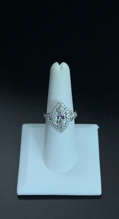 3.02ct Marquise Lab Diamond F VVS2 14kt White Gold Ring RGF-559