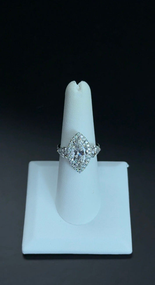 3.02ct Marquise Lab Diamond F VVS2 14kt White Gold Ring RGF-559