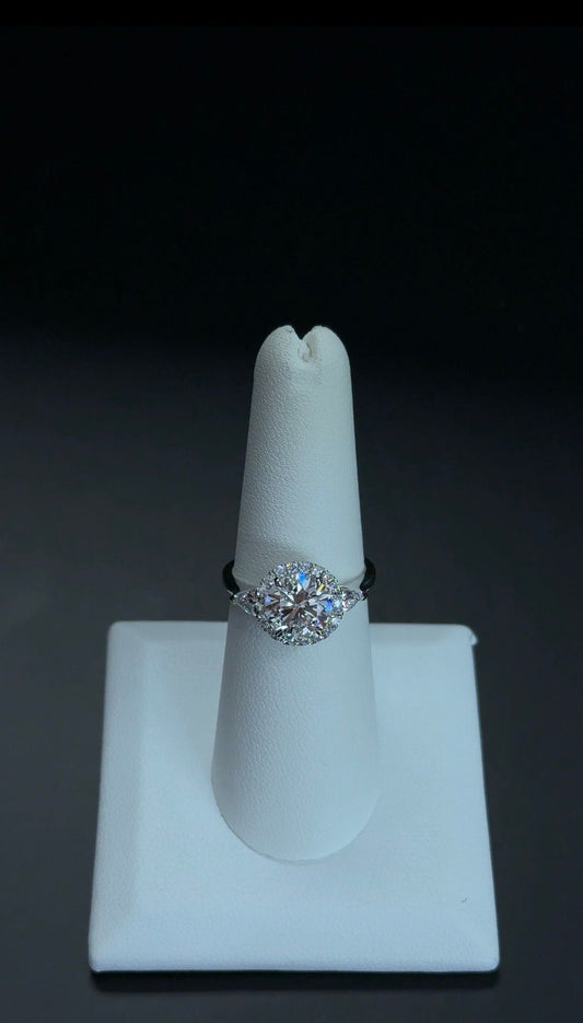 2.02 carat E VVS2 Round Cut Lab Grown 14 kt White Gold Diamond Ring SKU: RGF-574