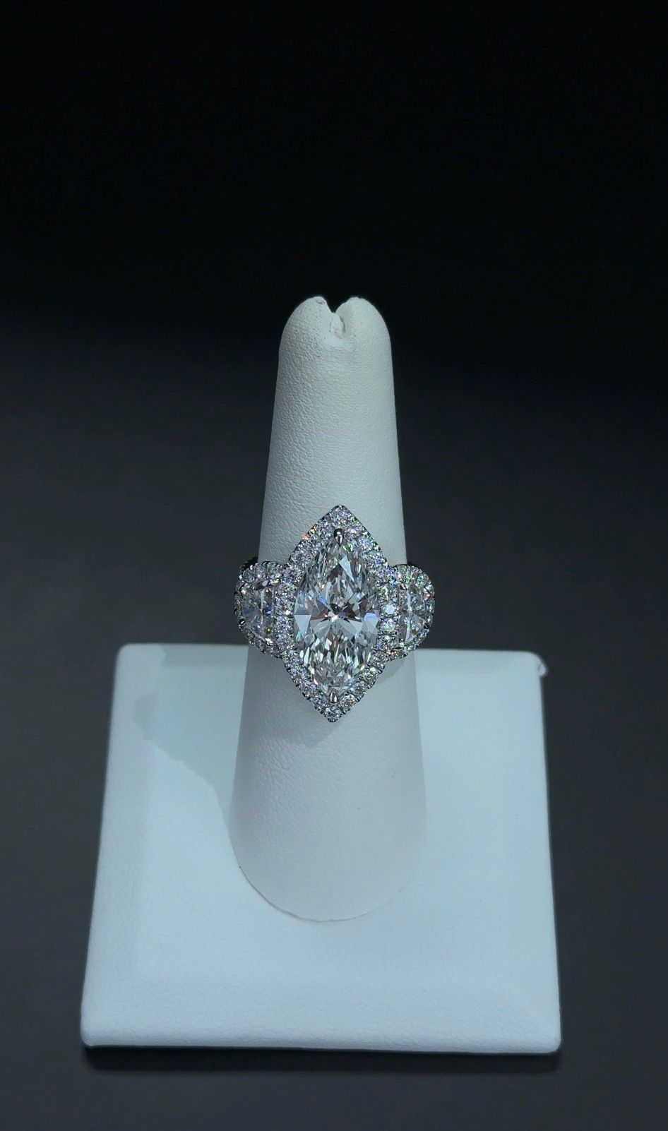 5.04 Carat E VS1 Marquise Cut Lab Grown 14 kt White Gold Diamond Ring SKU: RGF-603