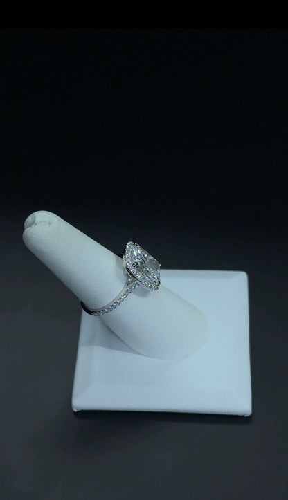 5.04 Carat E VS1 Cushion Cut Lab Grown 14kt White Gold Diamond Ring SKU: RGF-661