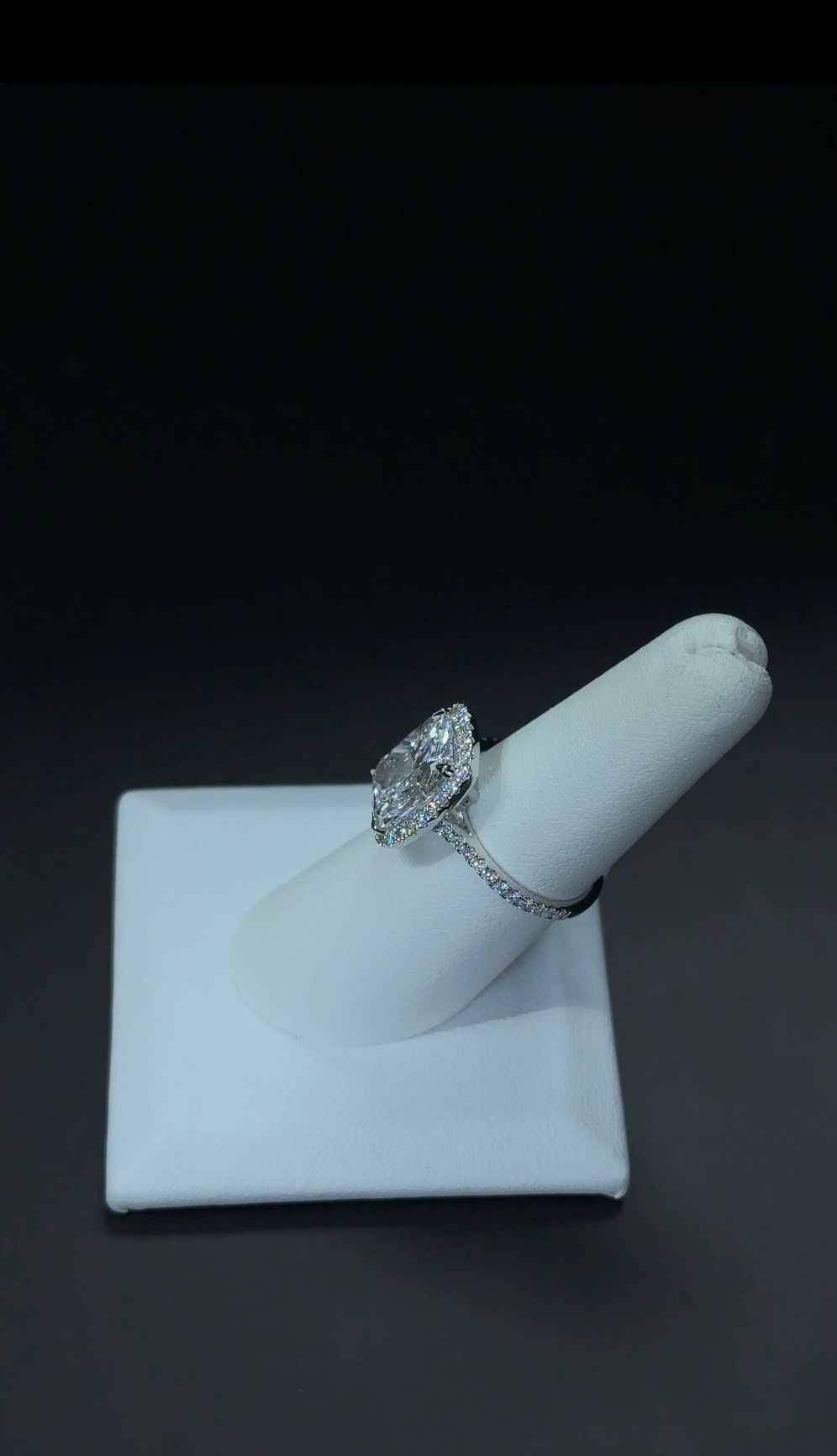 5.04 Carat E VS1 Cushion Cut Lab Grown 14kt White Gold Diamond Ring SKU: RGF-661