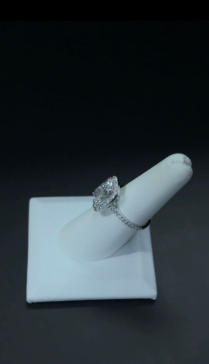 5.04 Carat E VS1 Cushion Cut Lab Grown 14kt White Gold Diamond Ring SKU: RGF-661