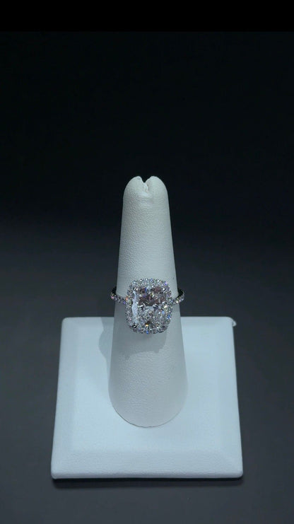5.04 Carat E VS1 Cushion Cut Lab Grown 14kt White Gold Diamond Ring SKU: RGF-661