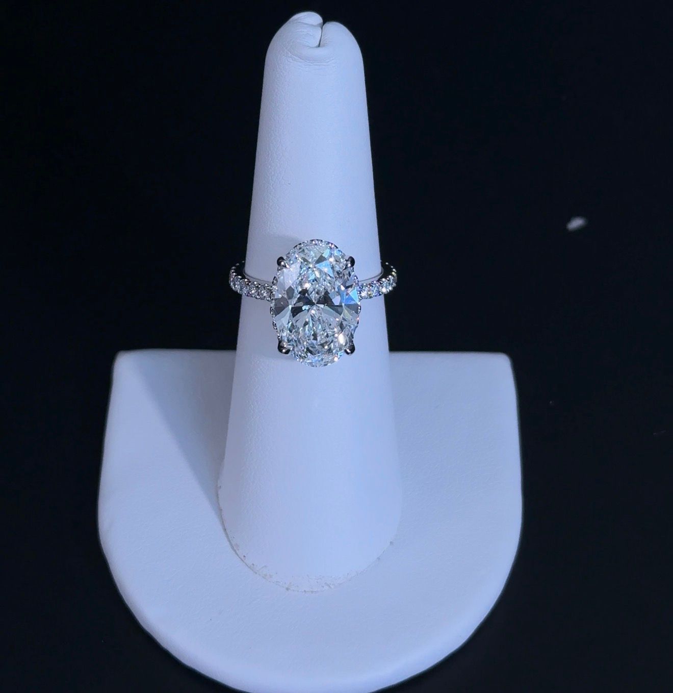 5.02ct Oval F VVS2 Lab Diamond 14kt White Gold Engagement Ring RGF-726
