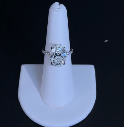 5.02ct Oval F VVS2 Lab Diamond 14kt White Gold Engagement Ring RGF-726