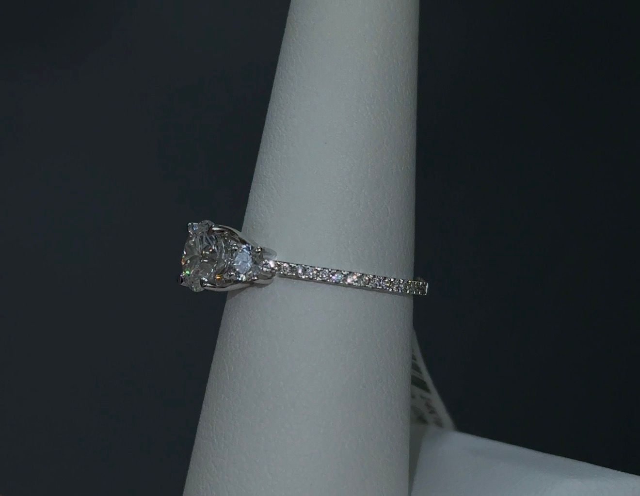 1.04 Carat Round Lab Diamond IDEAL CUT 14Kt White Gold Engagement Ring SKU: RGF-8 84553