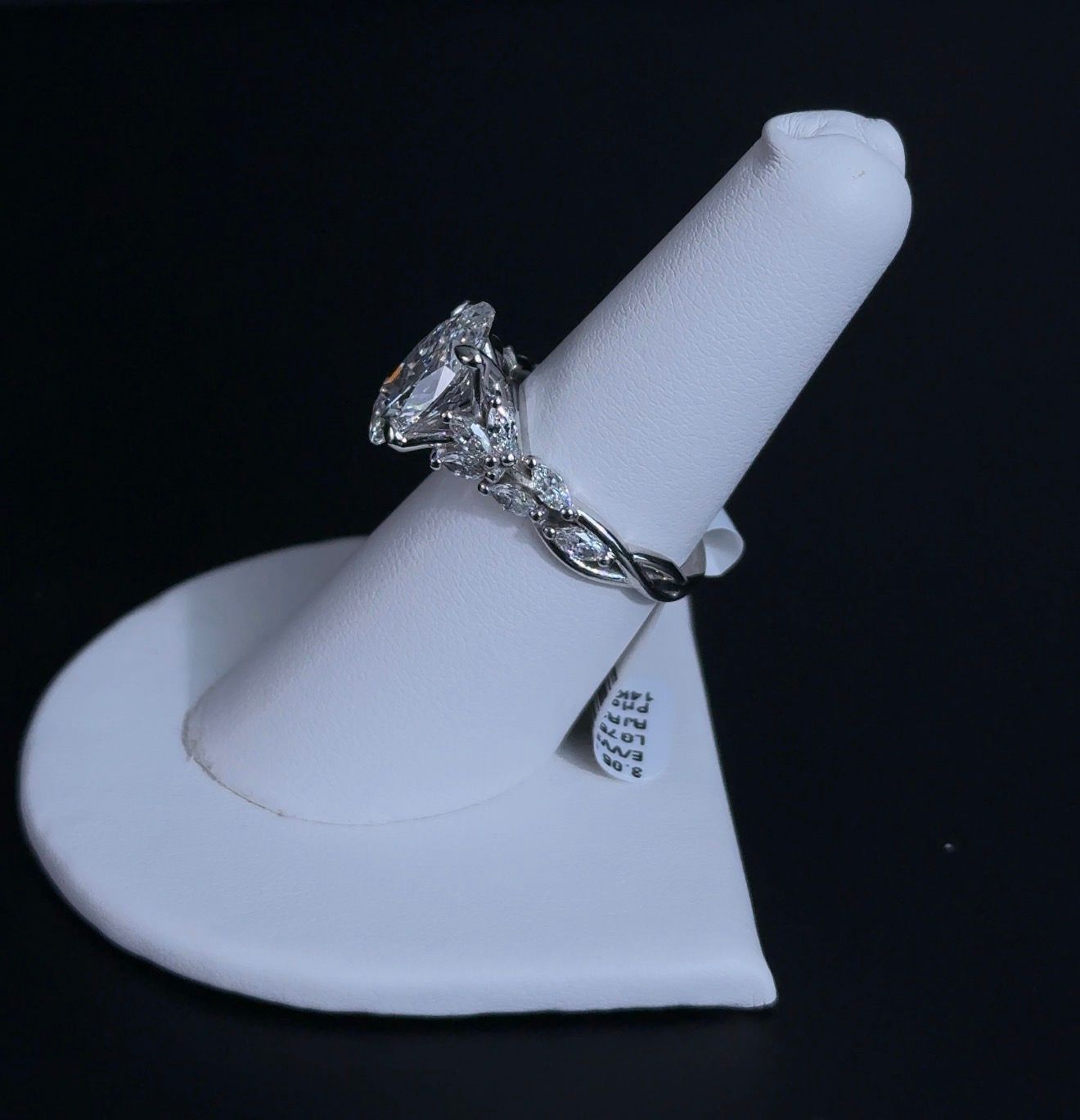 3.05ct Oval E VVS2 Lab Diamond 14kt White Gold Engagement Ring RJR00109